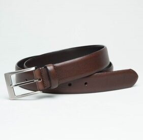 FULL GRAIN WIDE LEATHER BELT - BROWN - Cain of Heswall