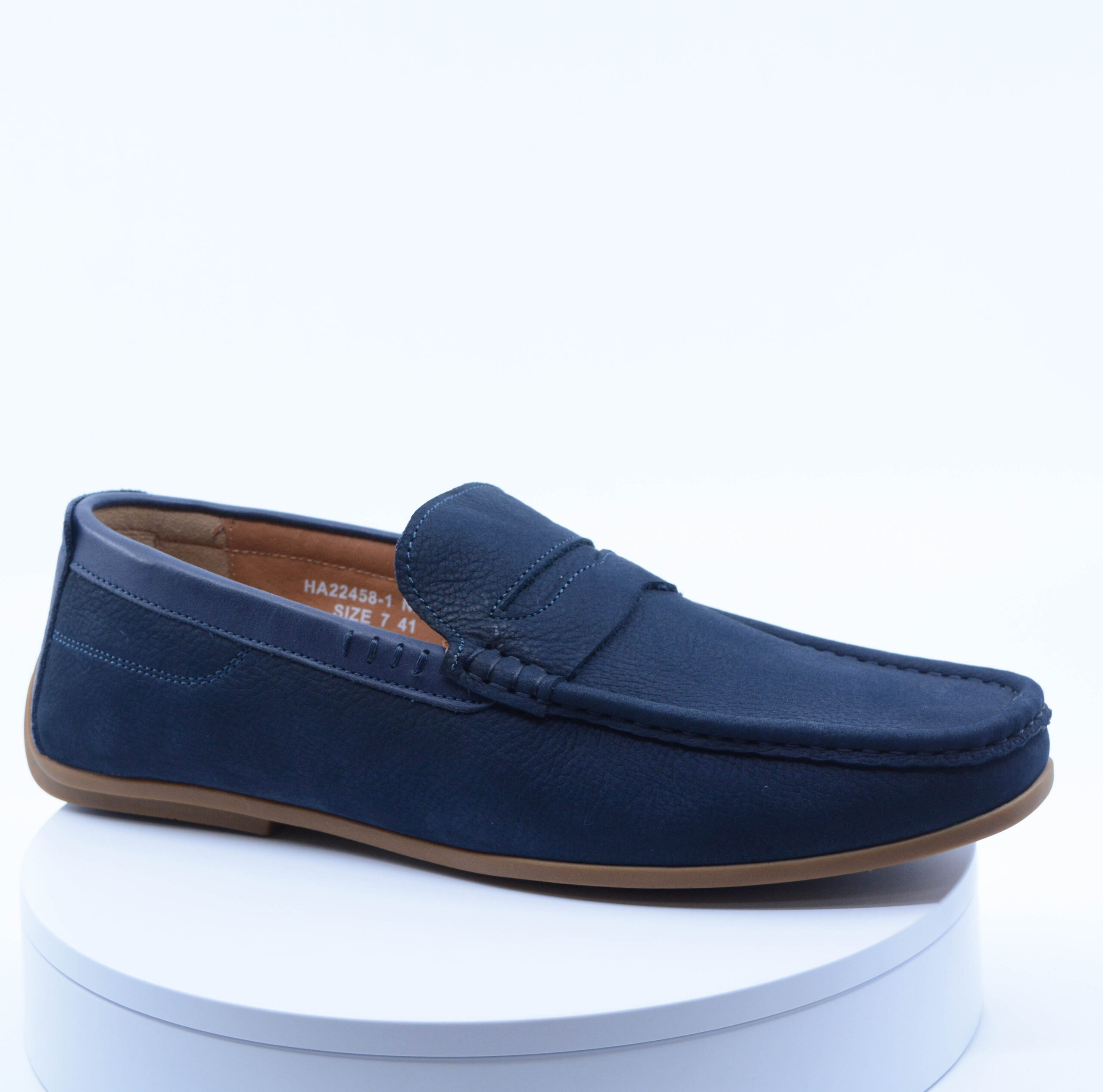 ARLO N PENNY LOAFER MOCCASIN - NAVY - Cain of Heswall